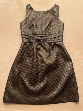 Textured Metallic Sleeveless Fit-and-Flare Dress - Black